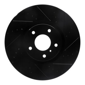 Infiniti G35 Brake Rotor (1) - Front Right - R1 Concepts - Drilled & Slotted - Black - `07-`15